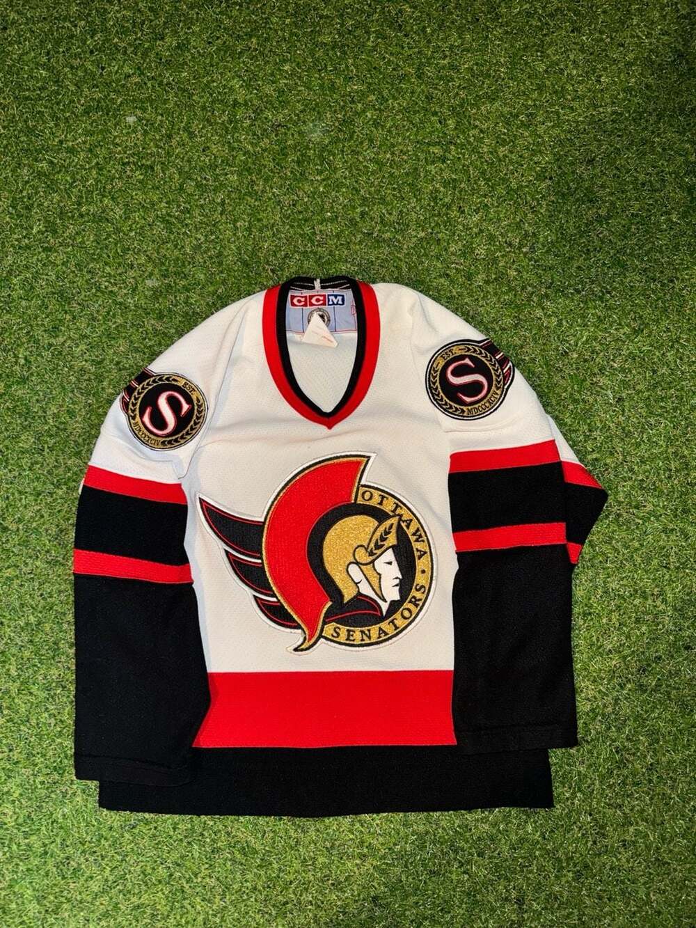 Kids CCM Ottawa Senators Hockey Jersey PM/SM White Vintage NHL